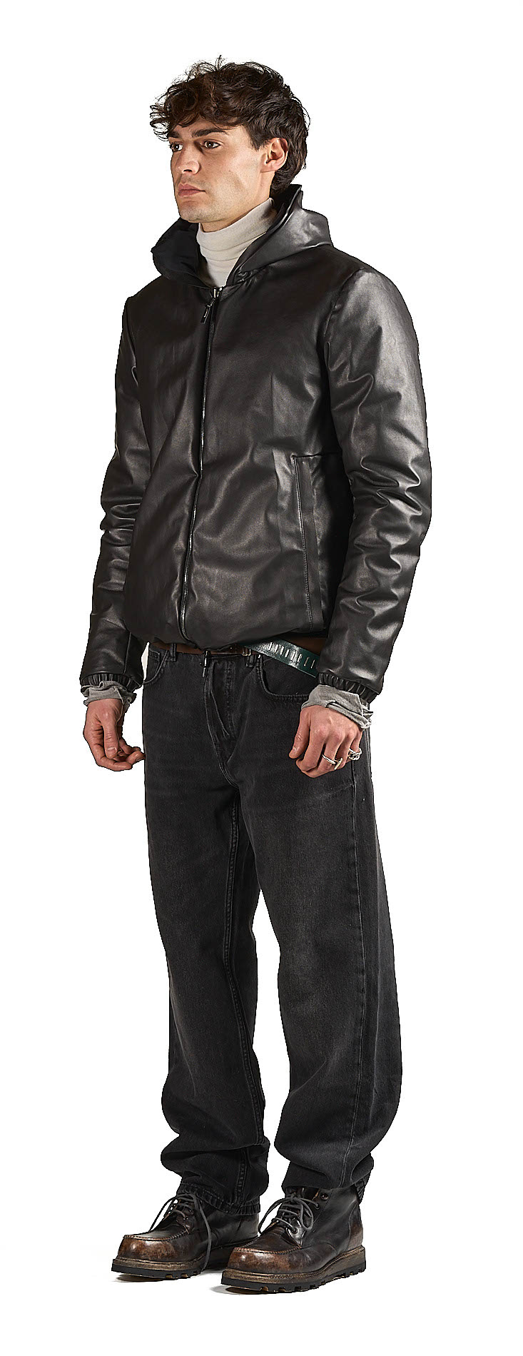 DANIELE BASTA LEATHER AND SILVER JACKET 